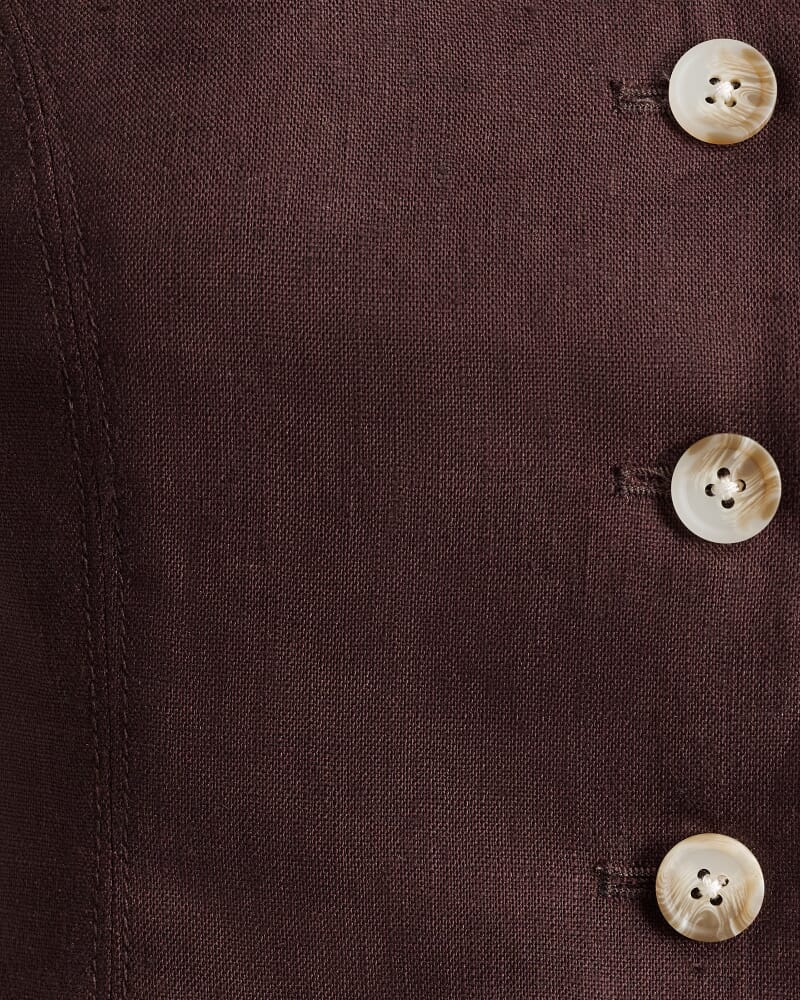 Kayla Round Neck Linen Vest in DARK CHOCOLATE