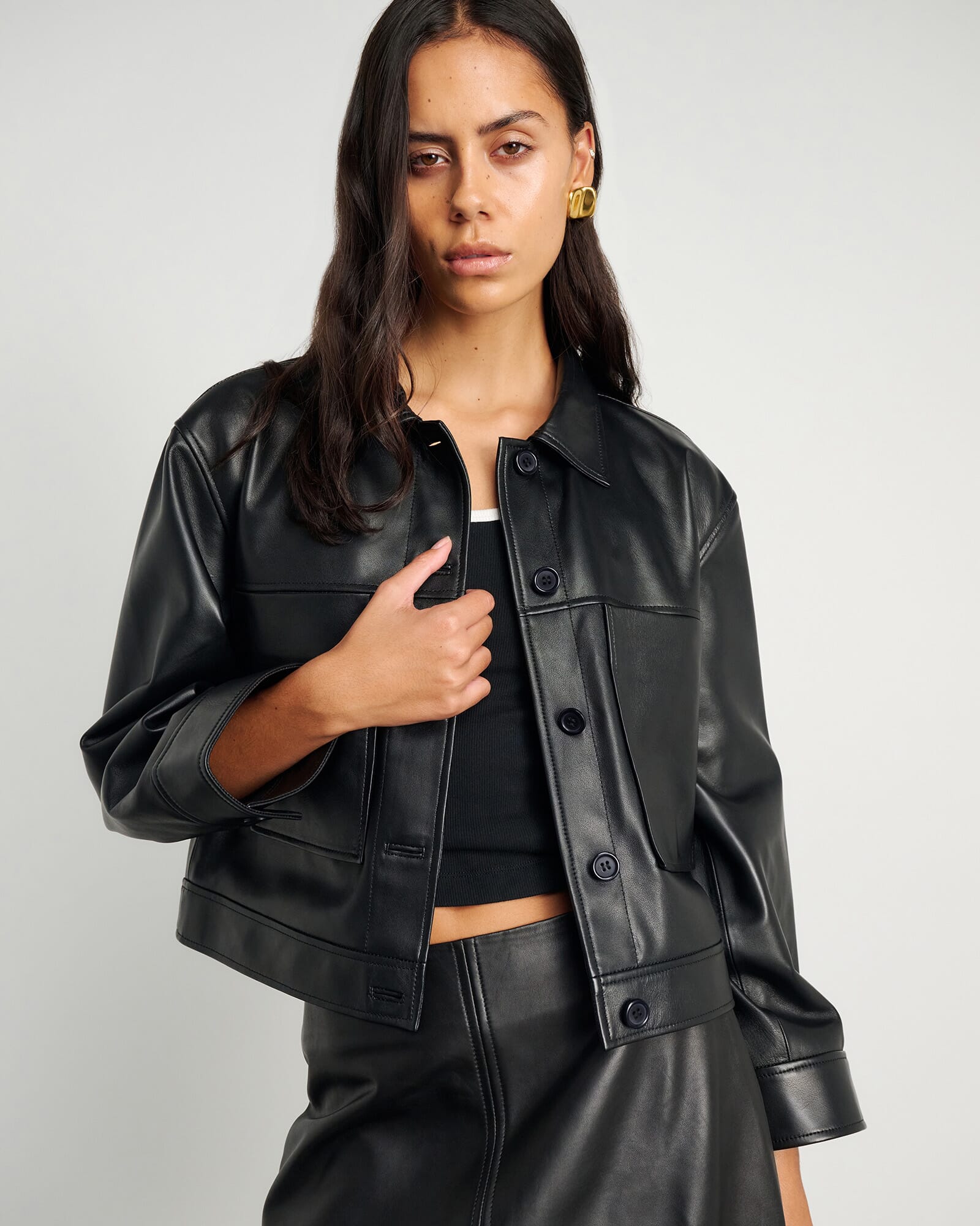 Dahlia Leather Crop Shacket