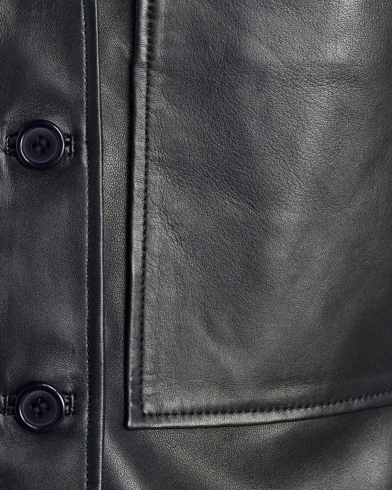 Dahlia Leather Crop Shacket in BLACK