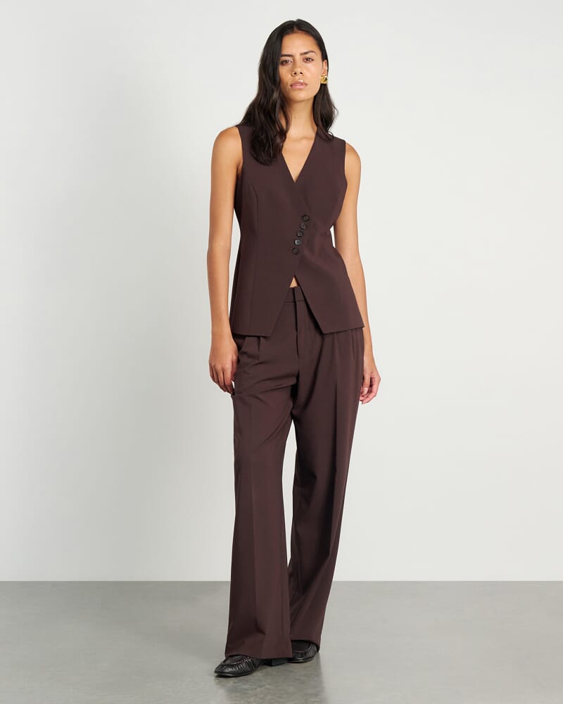 Gia Asymmetric Vest in DARK CHOCOLATE