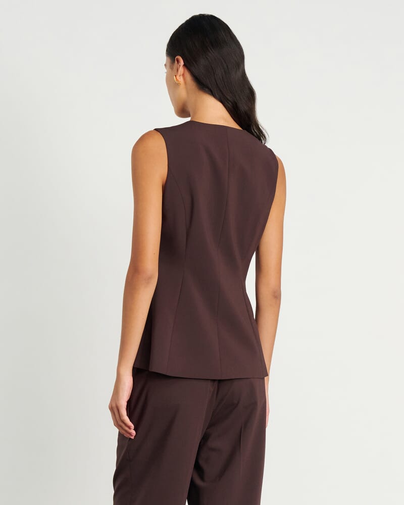 Gia Asymmetric Vest in DARK CHOCOLATE
