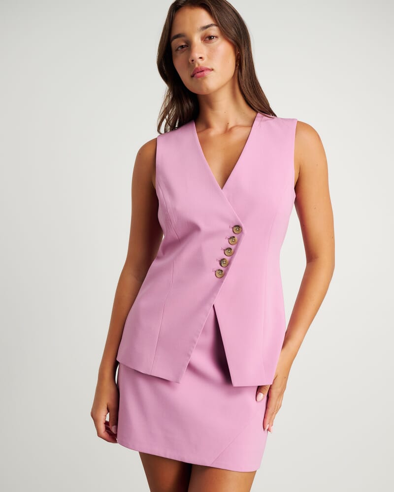 Gia Asymmetric Vest in TERRAROSE