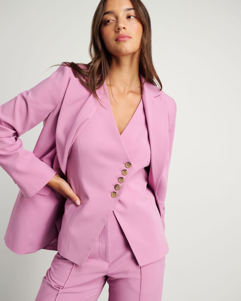 Gia Asymmetric Vest in TERRAROSE