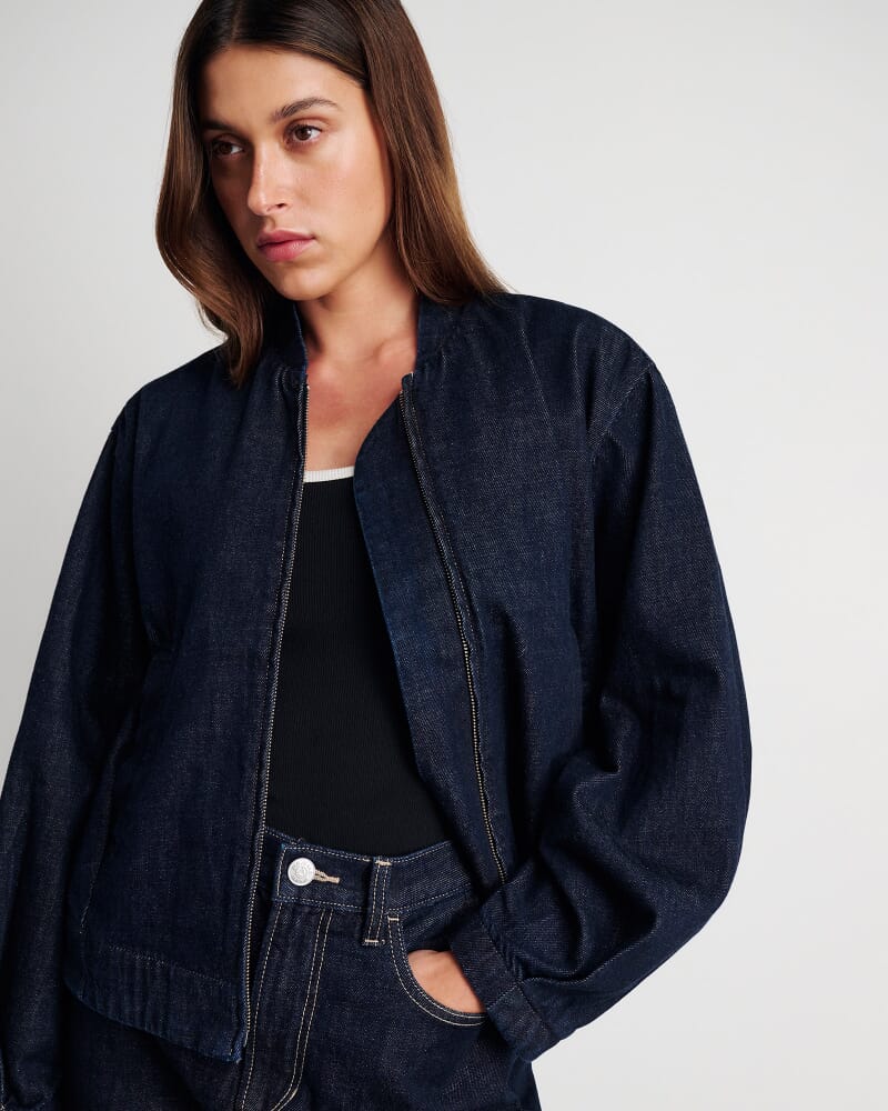 Cora Crop Denim Jacket in RAW WASH