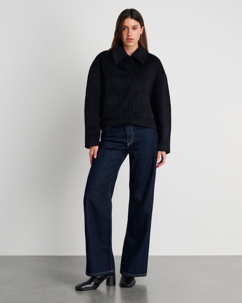 Rosella Wool Crop Jacket in NAVY
