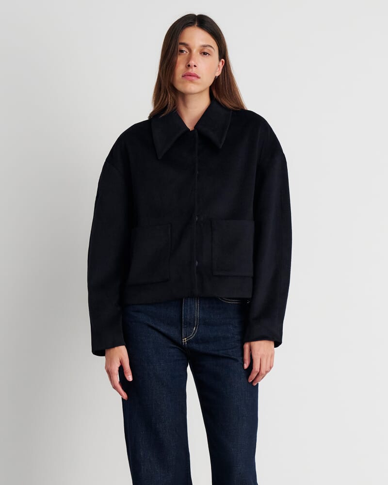 Rosella Wool Crop Jacket in NAVY