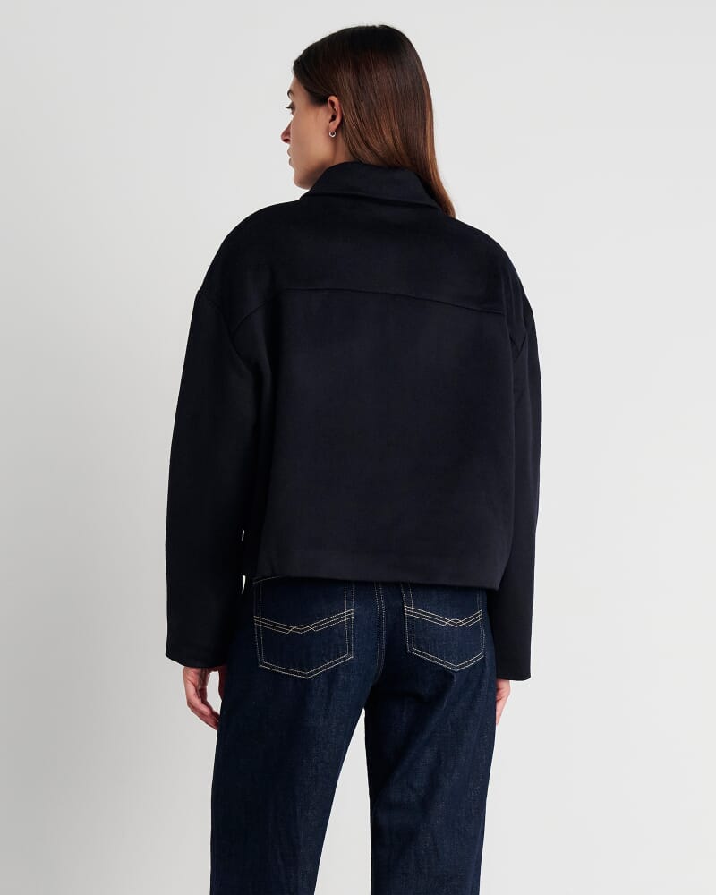Rosella Wool Crop Jacket in NAVY