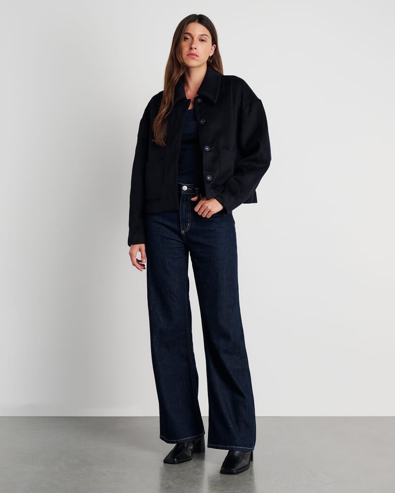 Rosella Wool Crop Jacket in NAVY