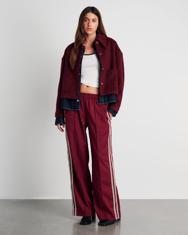 Rosella Wool Crop Jacket in WINE