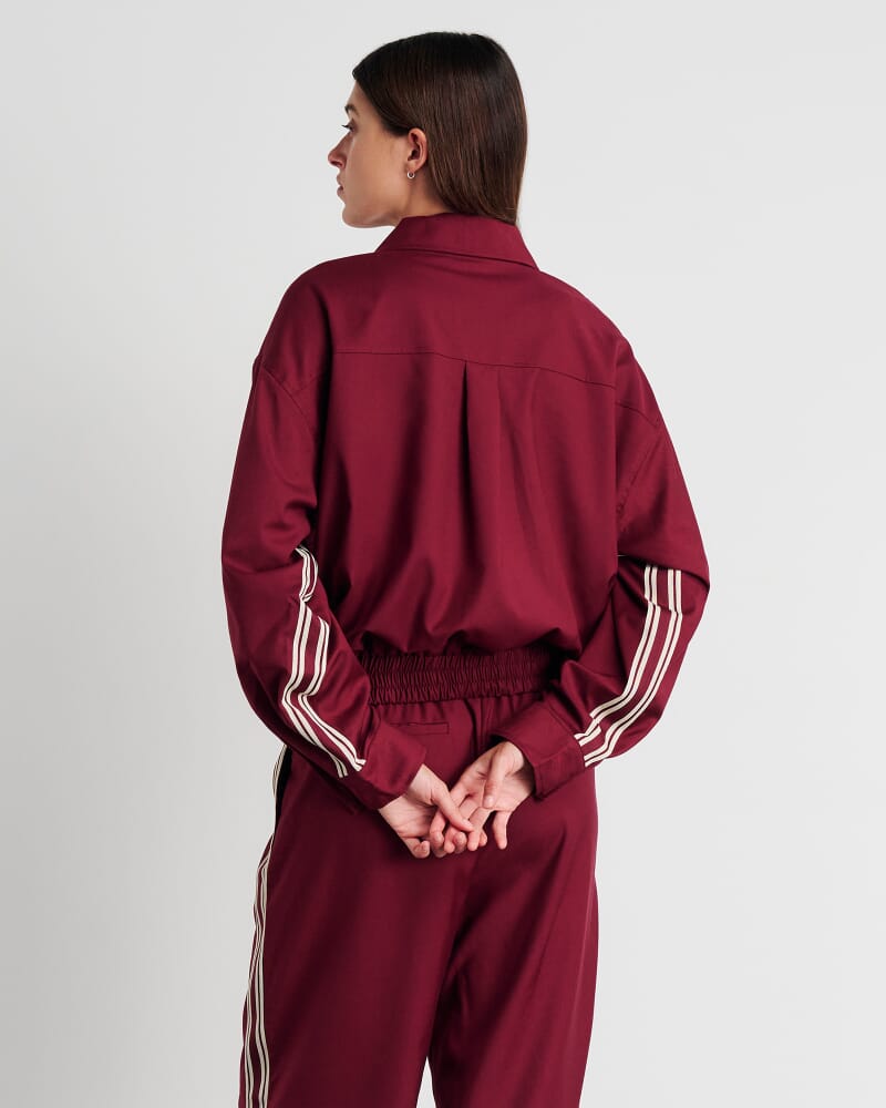 Gia Crop Bomber Jacket in WINE