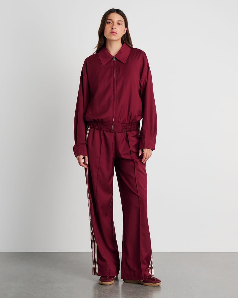 Gia Crop Bomber Jacket in WINE