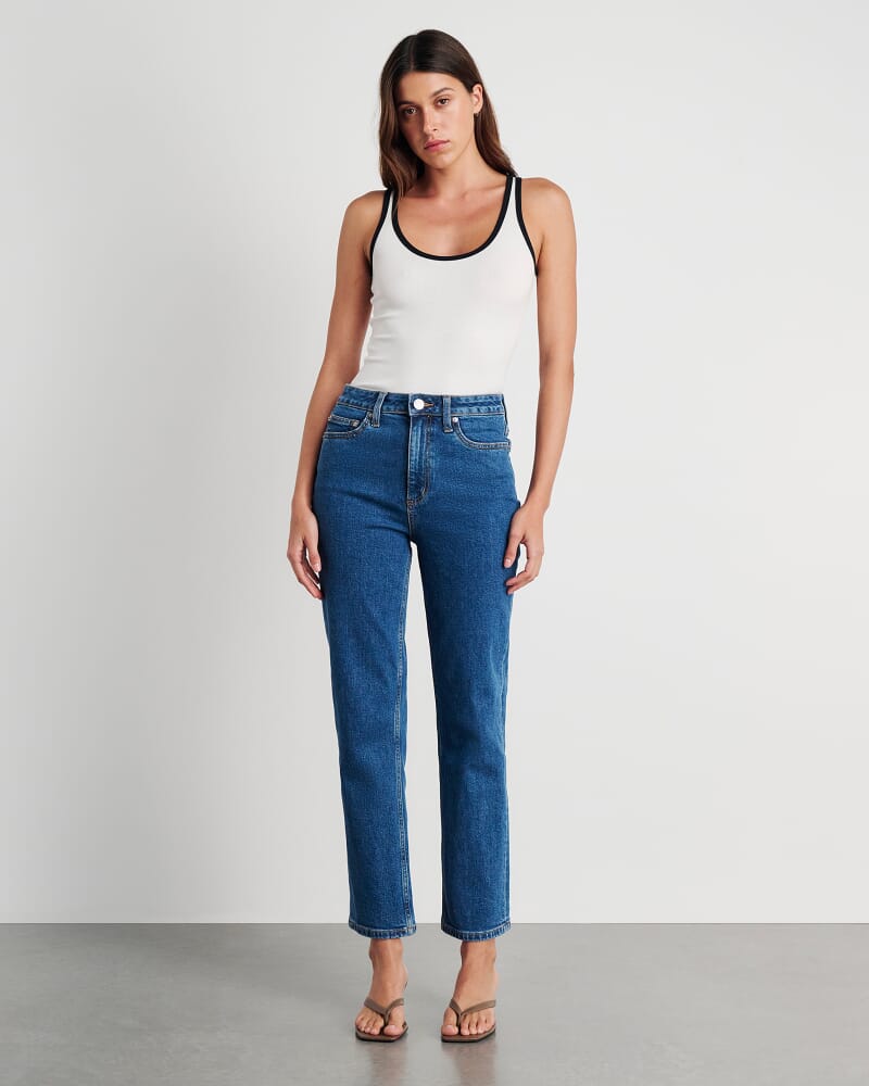 Riley Straight Crop Jean in BLUE WASH
