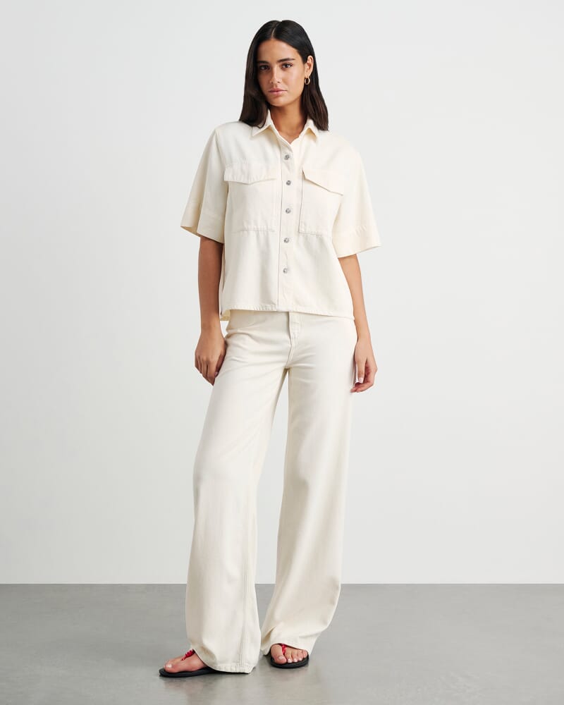 Loe Mid Rise Straight Jean in ECRU