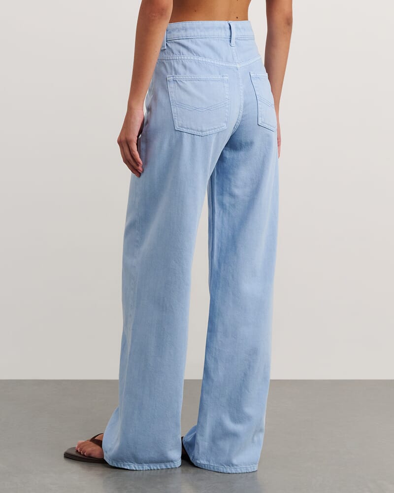 Loe Mid Rise Straight Jean in POWDER BLUE
