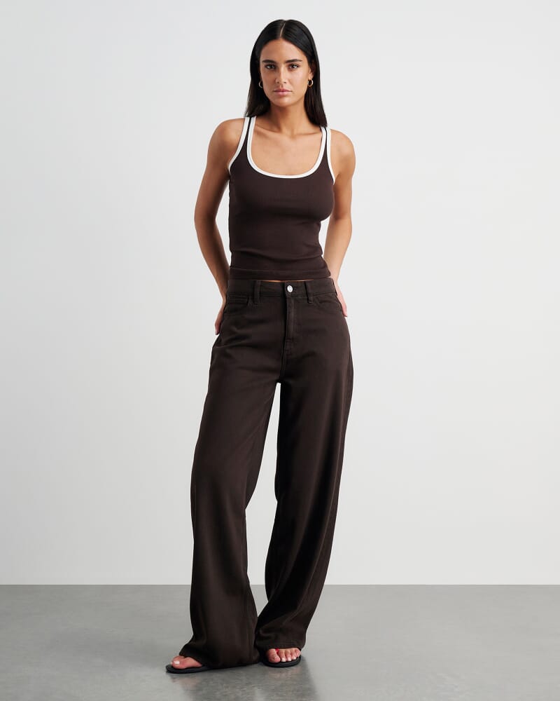 Loe Mid Rise Jean in DARK CHOCOLATE