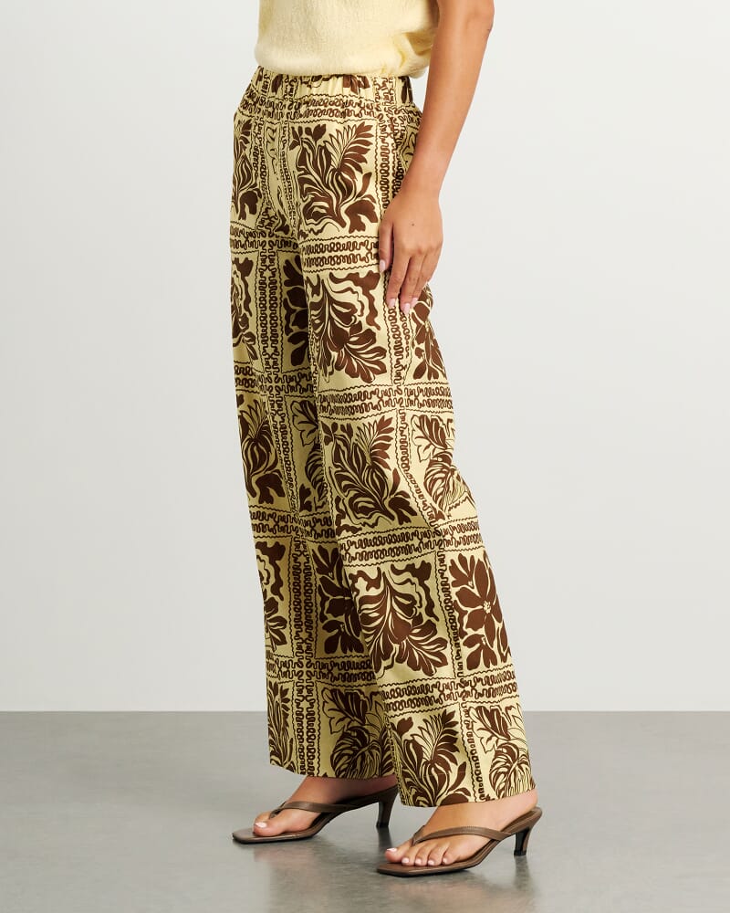 Botanica Linen Wide Leg Pant in BROWN/GOLD