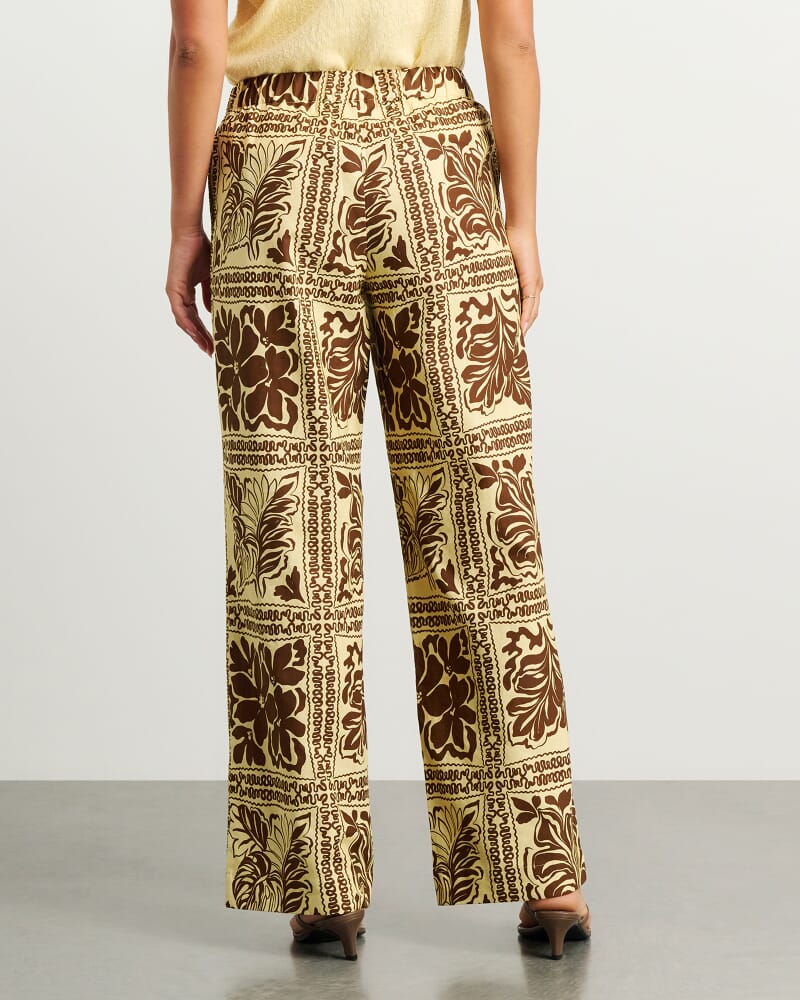 Botanica Linen Wide Leg Pant in BROWN/GOLD