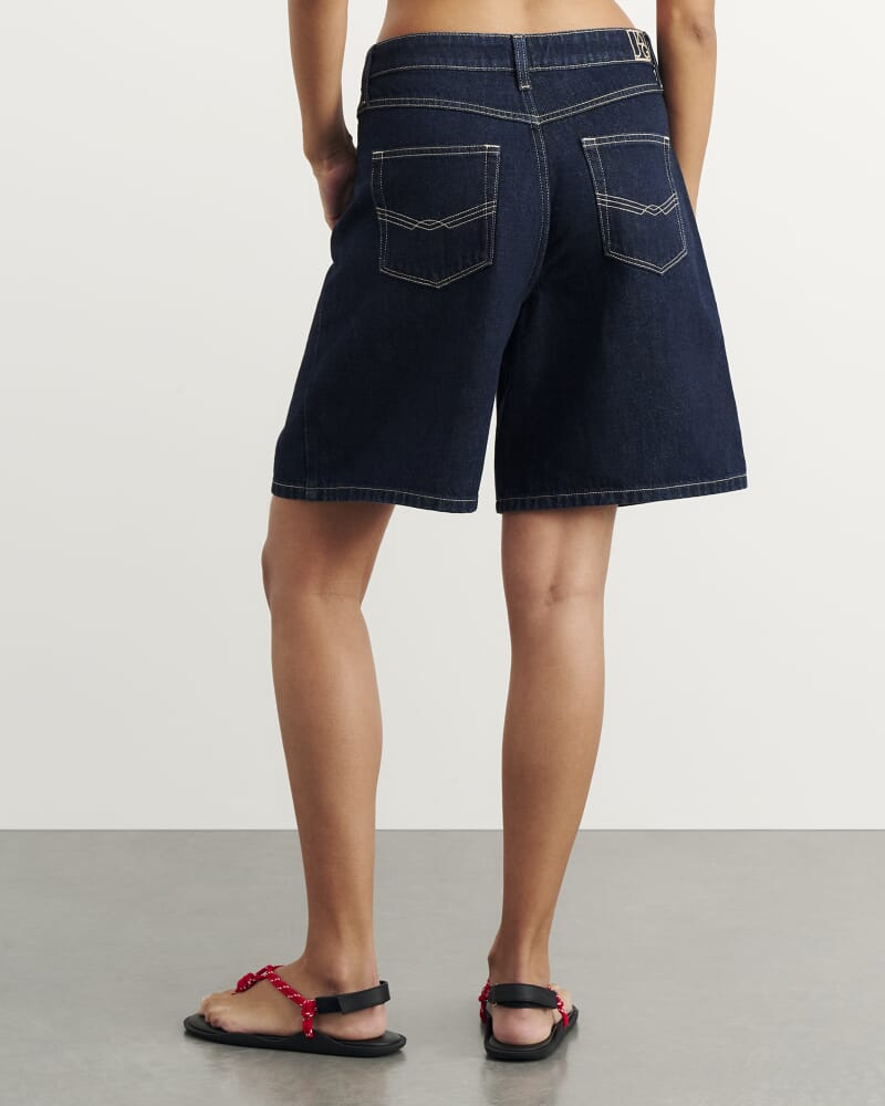 Cora Mid Rise Denim Jort in RAW WASH