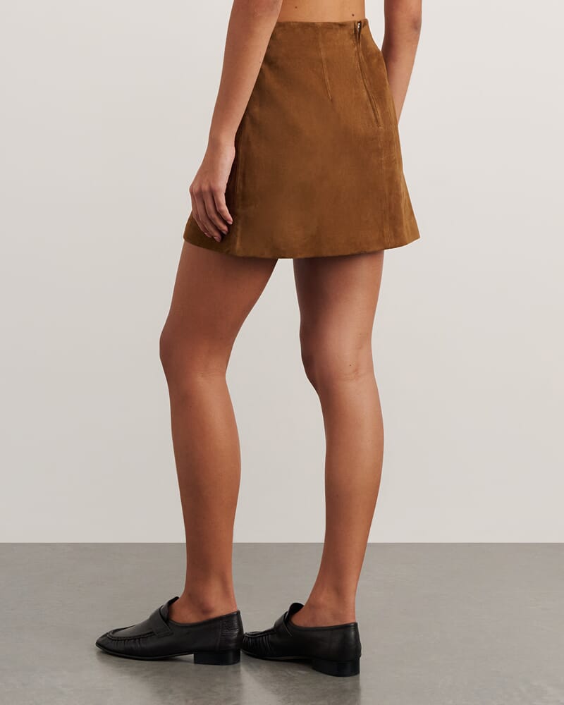 Ophelia Suede Mini Skirt in BISCUIT