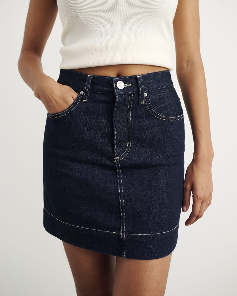 Cora Denim Mini Skirt in RAW WASH
