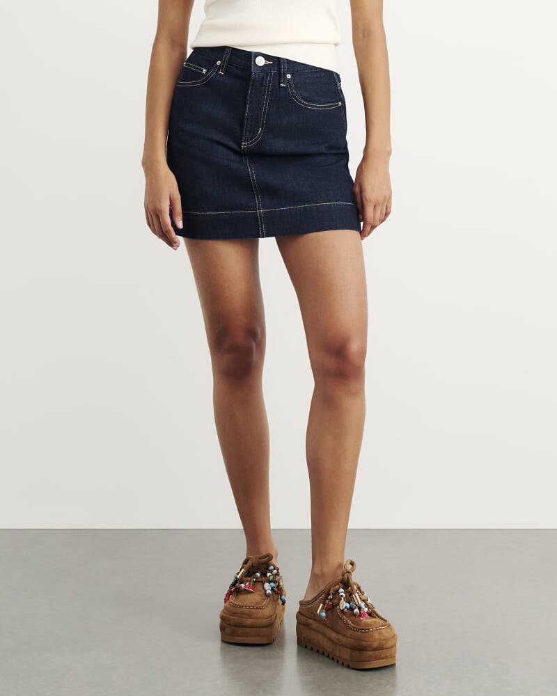 Cora Denim Mini Skirt in RAW WASH