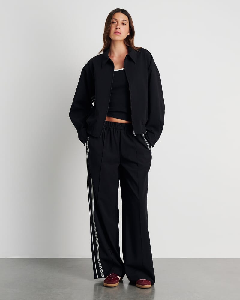 Gia Crop Bomber Jacket in BLACK