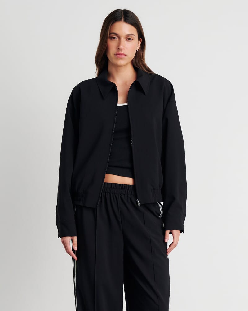 Gia Crop Bomber Jacket in BLACK