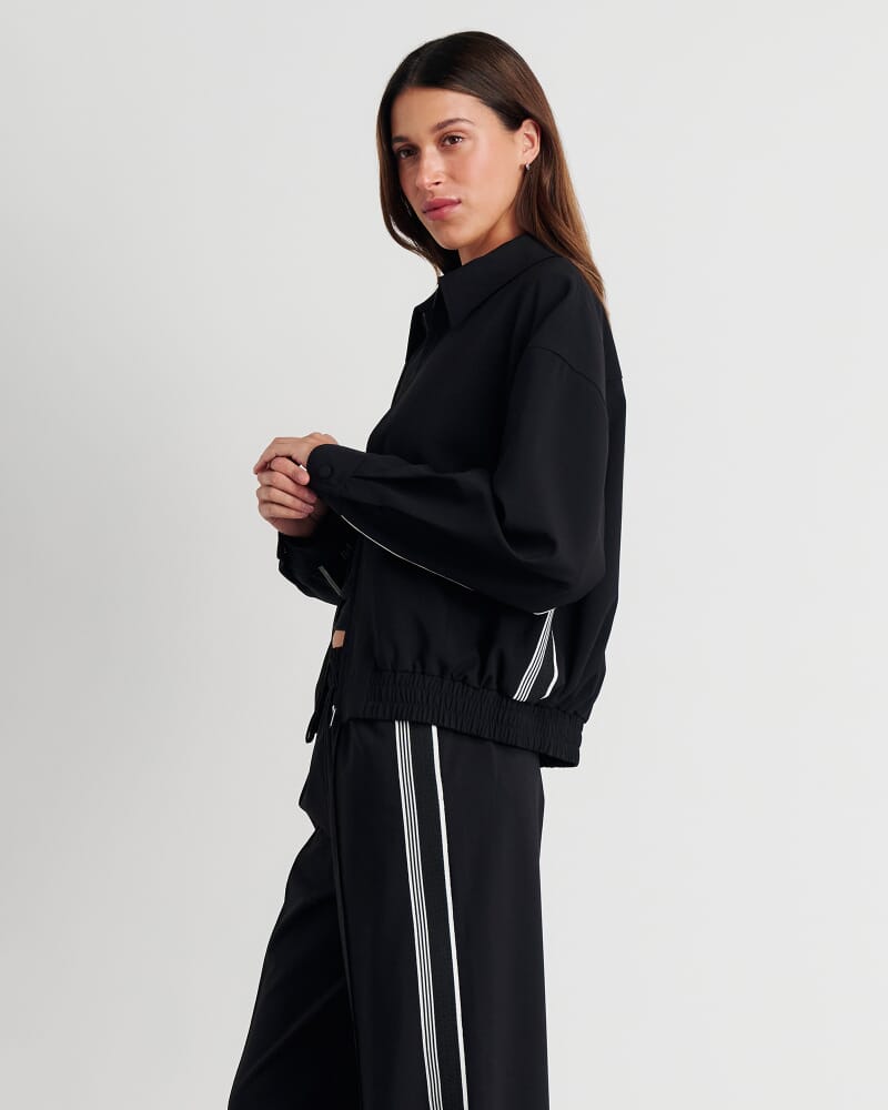 Gia Crop Bomber Jacket in BLACK