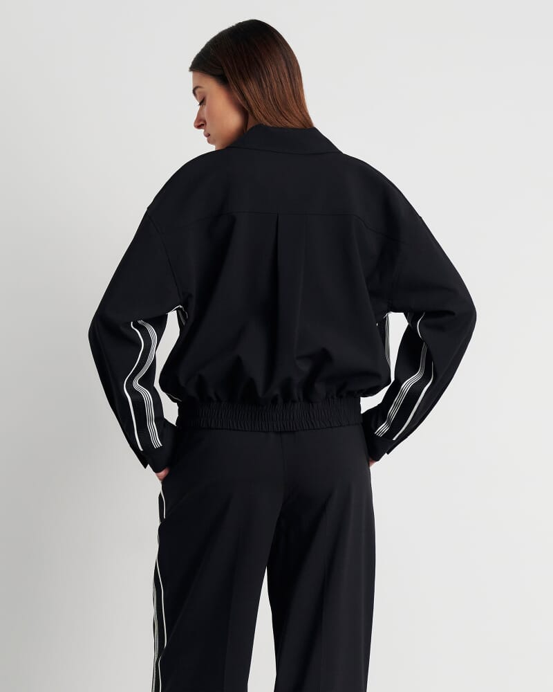 Gia Crop Bomber Jacket in BLACK