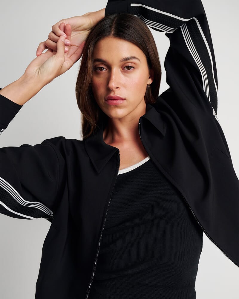 Gia Crop Bomber Jacket in BLACK