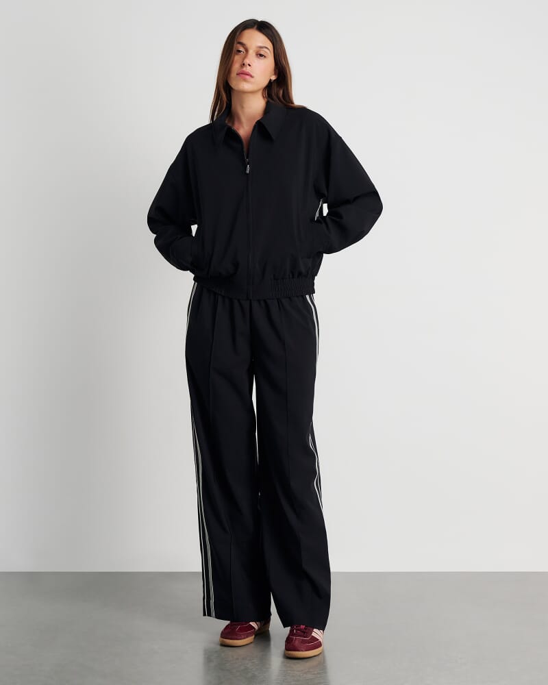 Gia Crop Bomber Jacket in BLACK