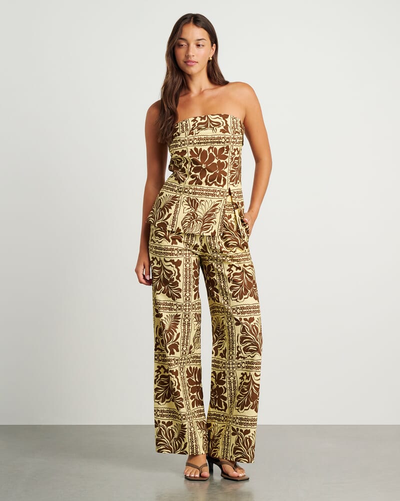 Botanica Linen Panel Bodice in BROWN/GOLD