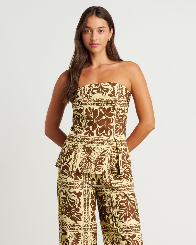 Botanica Linen Panel Bodice in BROWN/GOLD