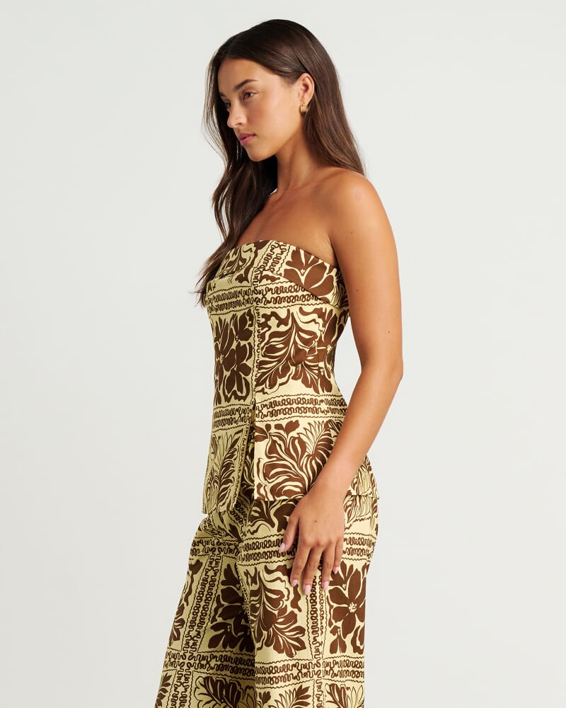 Botanica Linen Panel Bodice in BROWN/GOLD