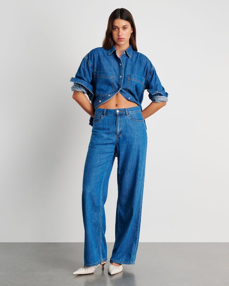 Loe Denim Long Sleeve Shirt in BLUE VINTAGE