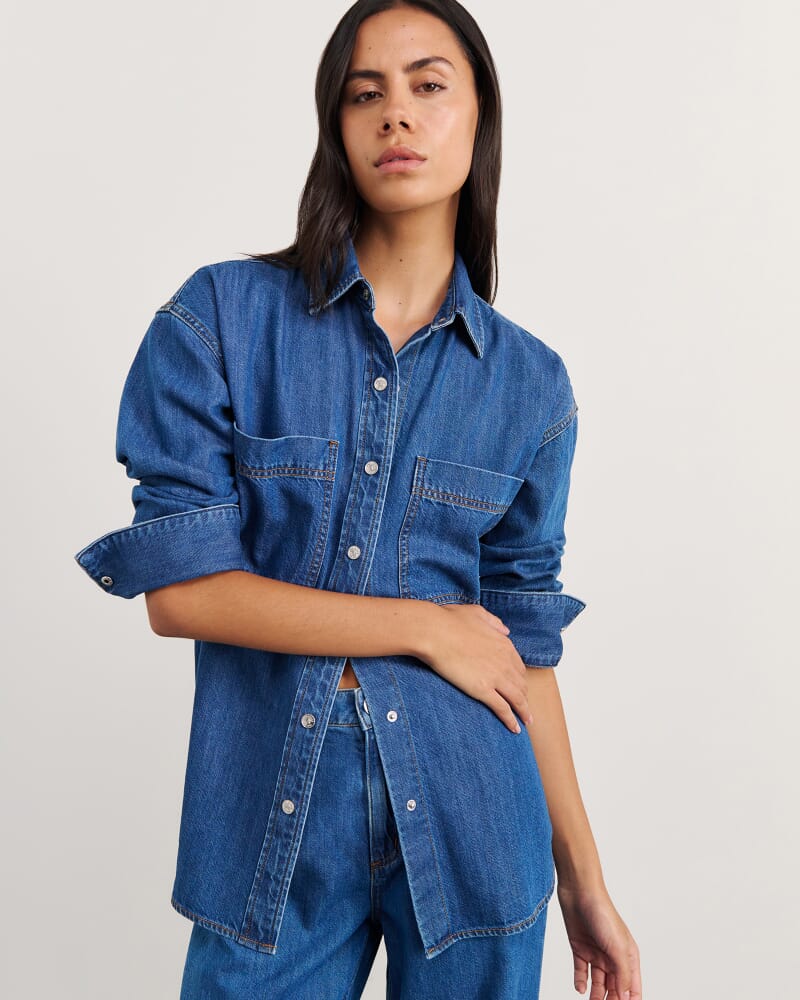 Loe Denim Long Sleeve Shirt in BLUE VINTAGE