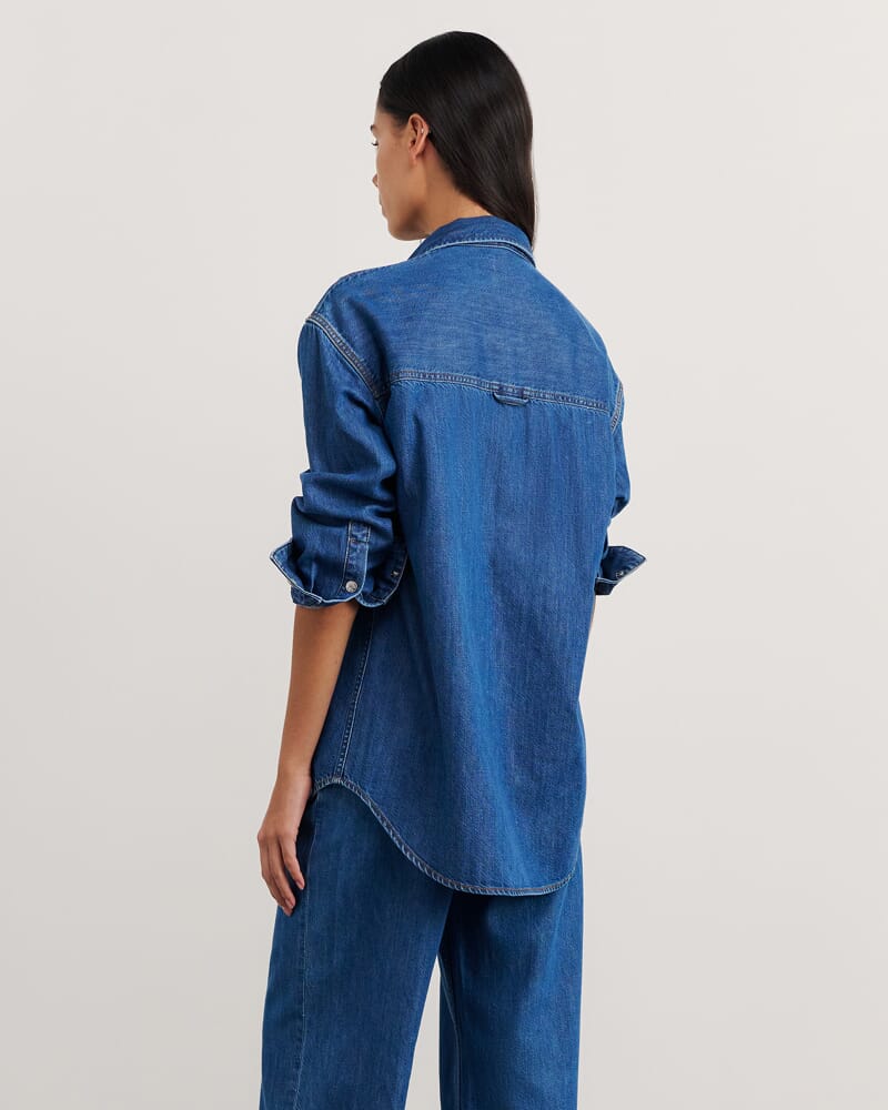 Loe Denim Long Sleeve Shirt in BLUE VINTAGE