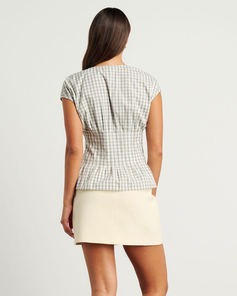 Poppy Gingham Top in GREEN TEA