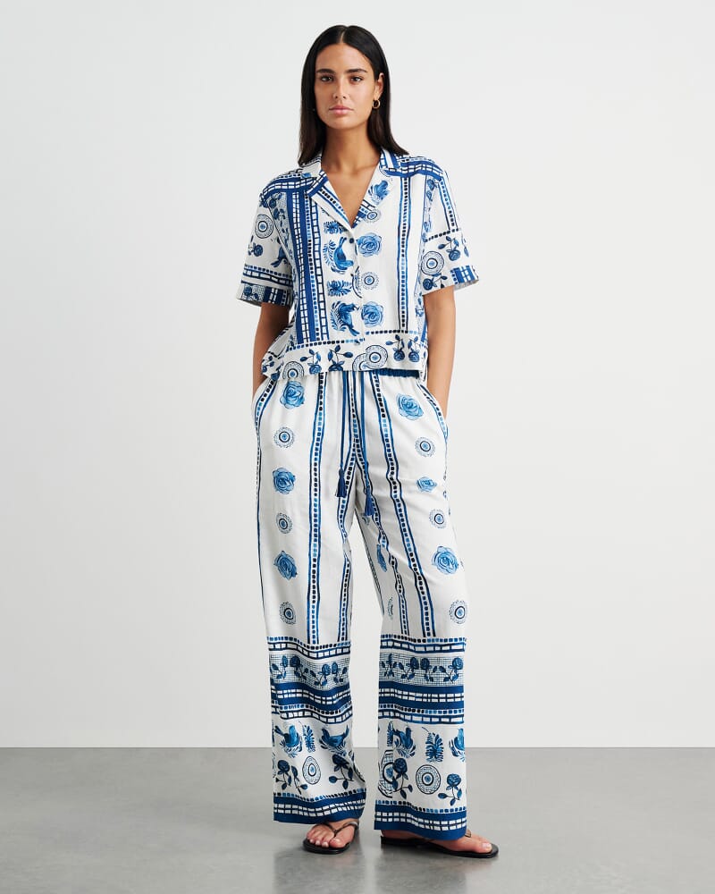 Lovebird Relaxed Short Sleeve Shirt in IVORY/MULTI