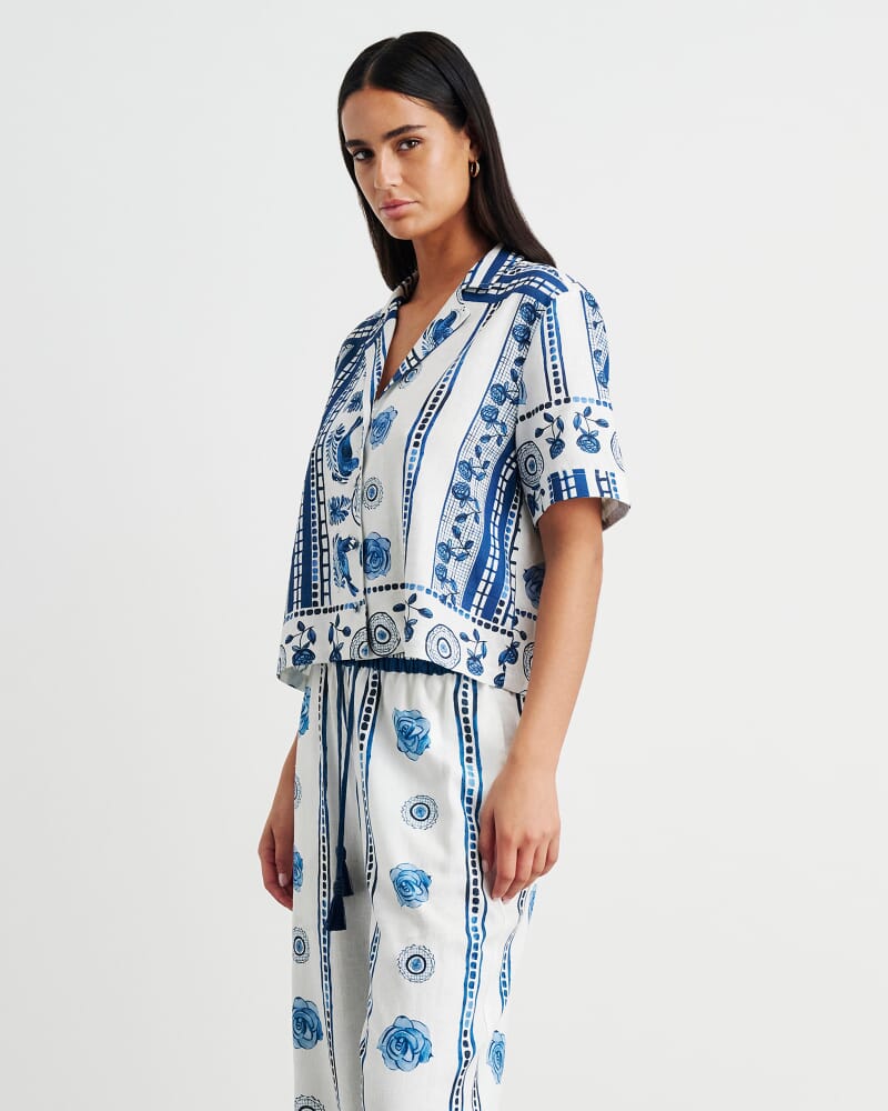 Lovebird Relaxed Short Sleeve Shirt in IVORY/MULTI