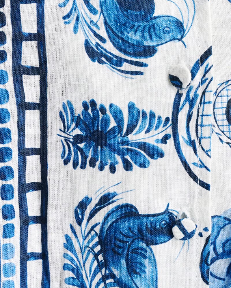 Lovebird Relaxed Short Sleeve Shirt in IVORY/MULTI