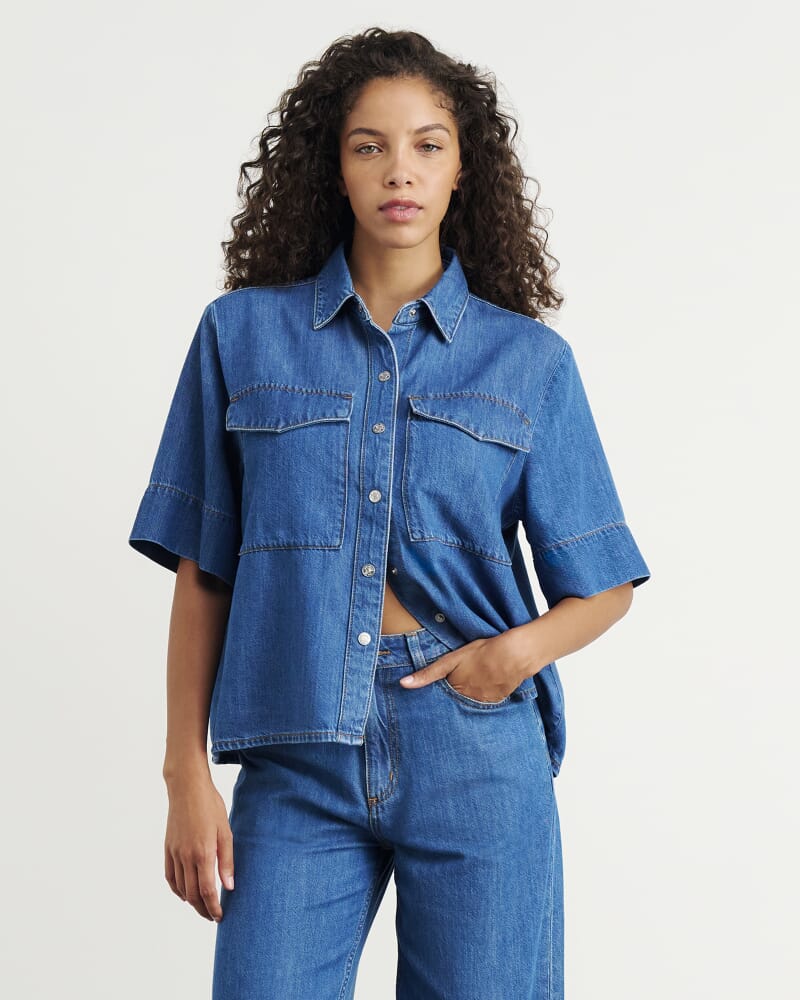 Loe Denim Shirt in BLUE VINTAGE