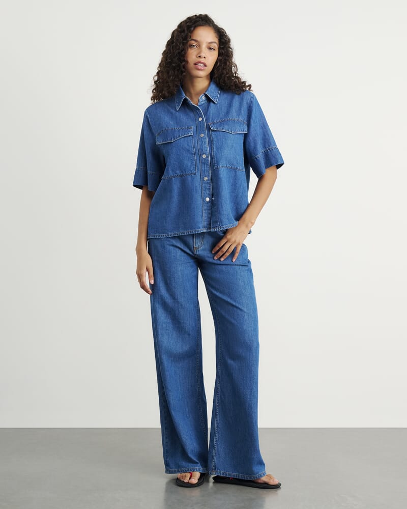 Loe Denim Shirt in BLUE VINTAGE