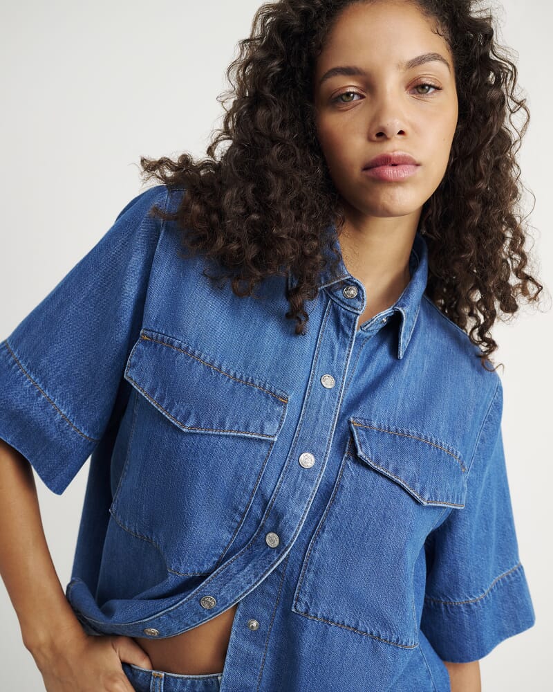 Loe Denim Shirt in BLUE VINTAGE