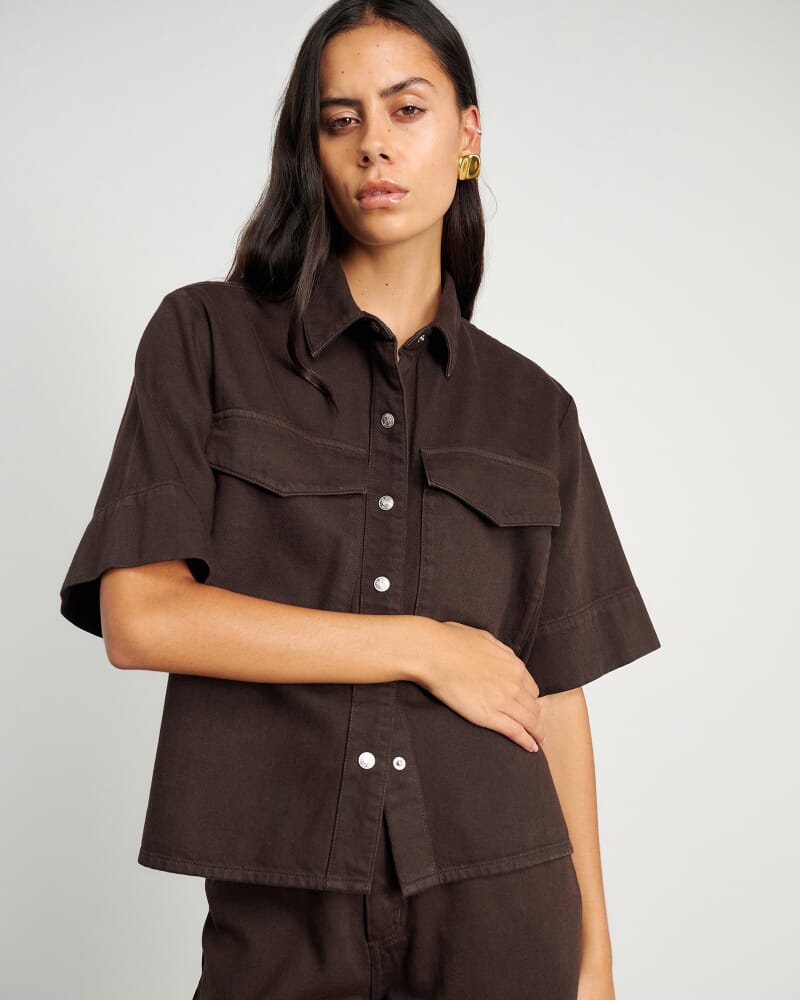 Loe Denim Shirt in DARK CHOCOLATE
