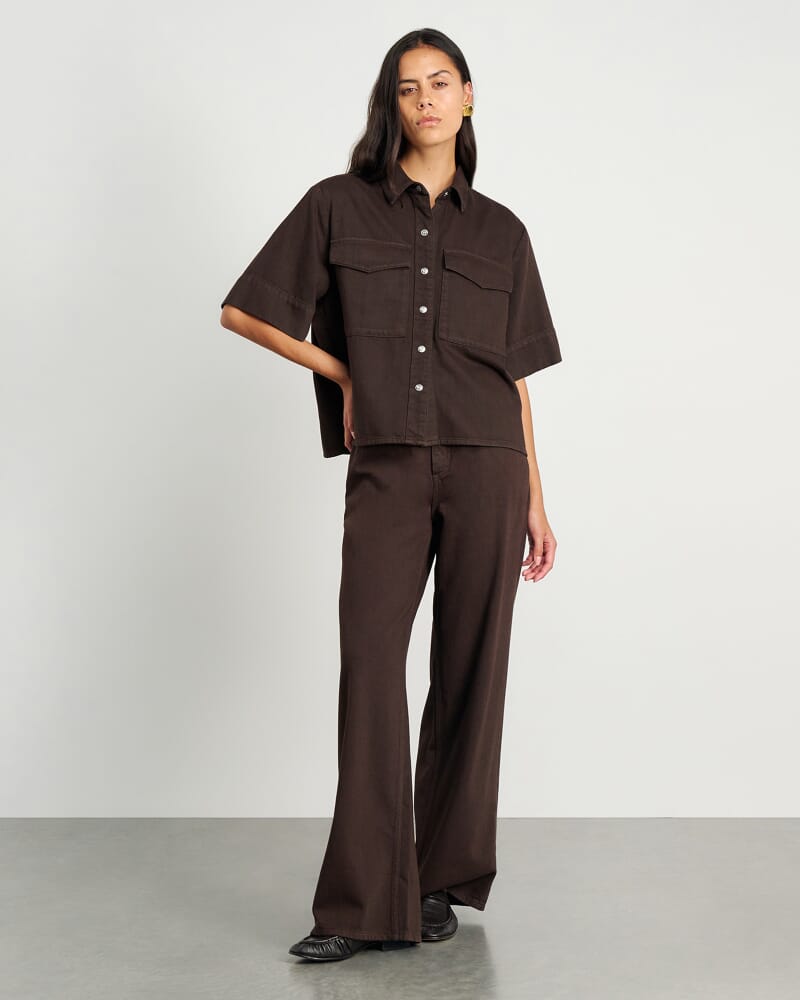 Loe Denim Shirt in DARK CHOCOLATE
