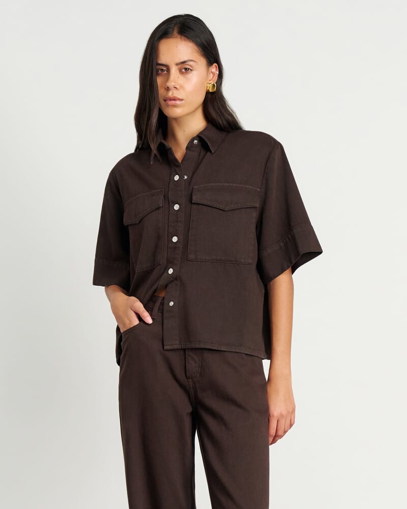 Loe Denim Shirt in DARK CHOCOLATE