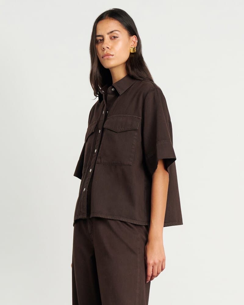 Loe Denim Shirt in DARK CHOCOLATE