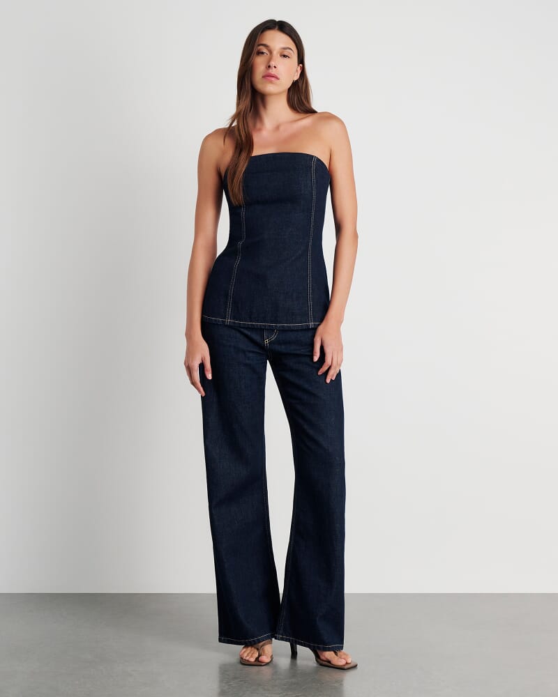 Cora Denim Bustier in RAW WASH