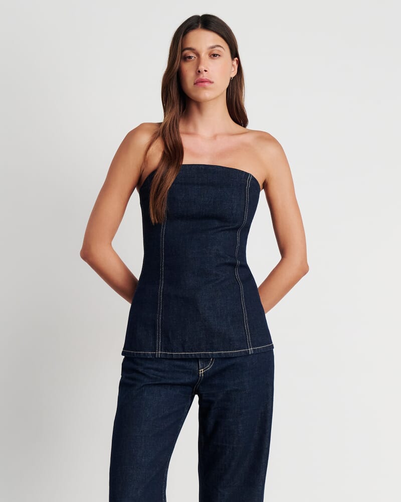 Cora Denim Bustier in RAW WASH